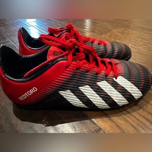 Kids Red and Black Soccer Turf Shoes Redtoro